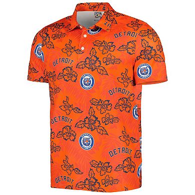 Men's Reyn Spooner Orange Detroit Tigers Cooperstown Collection Puamana Print Polo