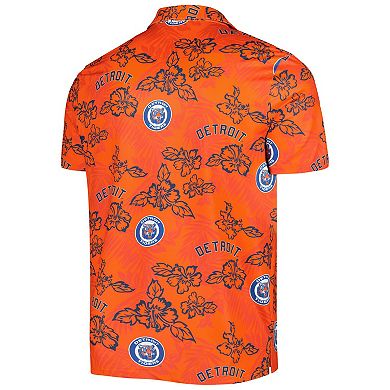 Men's Reyn Spooner Orange Detroit Tigers Cooperstown Collection Puamana Print Polo