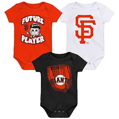 Infant Orange/Black/White San Francisco Giants Minor League Player Three-Pack Bodysuit Set