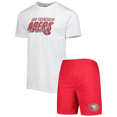 Men's Concepts Sport Scarlet/White San Francisco 49ers Downfield T-Shirt & Shorts Sleep Set