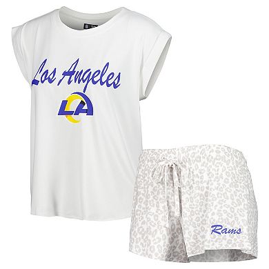 Women's Concepts Sport White/Cream Los Angeles Rams Montana Knit T-Shirt & Shorts Sleep Set