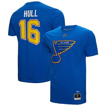 Men's Mitchell & Ness Brett Hull Blue St. Louis Blues Name & Number T-Shirt