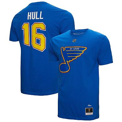 Men's Mitchell & Ness Brett Hull Blue St. Louis Blues Name & Number T-Shirt