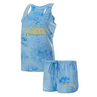 Women's Concepts Sport Powder Blue Los Angeles Chargers Billboard Scoop Neck Racerback Tank Top and Shorts Sleep Set