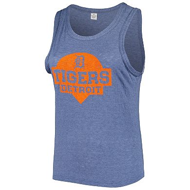 Women's Soft as a Grape Navy Detroit Tigers Plus Size High Neck Tri-Blend Tank Top
