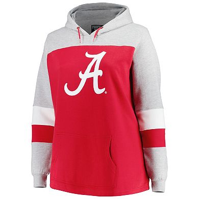 Women's Crimson Alabama Crimson Tide Plus Size Color-Block Pullover Hoodie