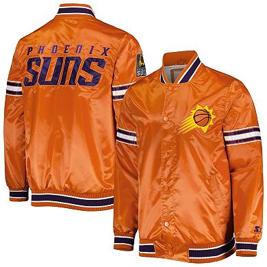 Men's Starter Orange Phoenix Suns Slider Satin Full-Snap Varsity Jacket