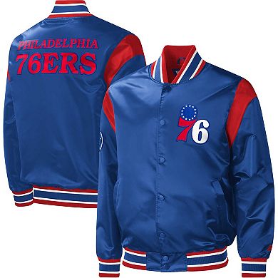 Men's Starter Royal Philadelphia 76ers Force Play Satin Full-Snap ...