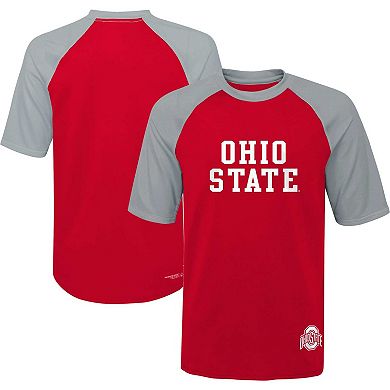 Youth Scarlet Ohio State Buckeyes Mecca Dunes Rash Guard Raglan T-Shirt