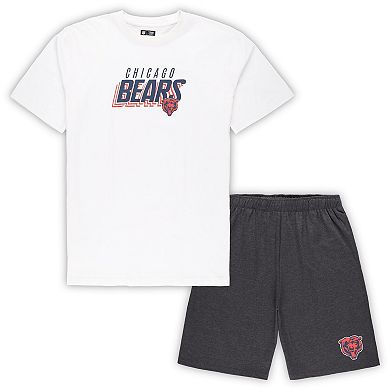 Men's Concepts Sport White/Charcoal Chicago Bears Big & Tall T-Shirt and Shorts Set