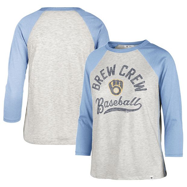 Women's '47 Gray Milwaukee Brewers City Connect Retro Daze Ava Raglan  3/4-Sleeve T-Shirt