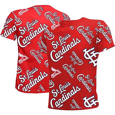 Youth Stitches Red St. Louis Cardinals Allover Team T-Shirt