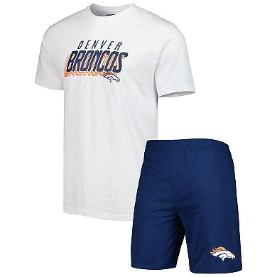 Men's Concepts Sport Navy/White Denver Broncos Downfield T-Shirt & Shorts Sleep Set