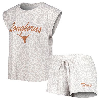 Women's Concepts Sport  Cream Texas Longhorns Montana T-Shirt & Shorts Sleep Set