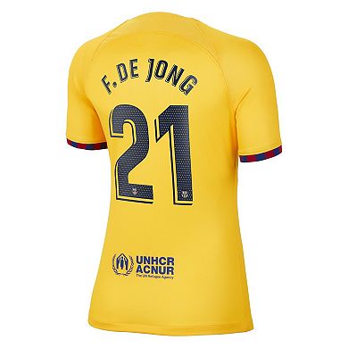 Women's Nike Frenkie de Jong Yellow Barcelona 2022/23 Fourth Breathe Stadium Replica Player Jersey