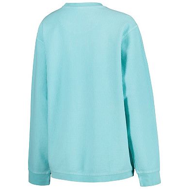 Women's Pressbox Mint Wisconsin Badgers Comfy Cord Bar Print Pullover Sweatshirt