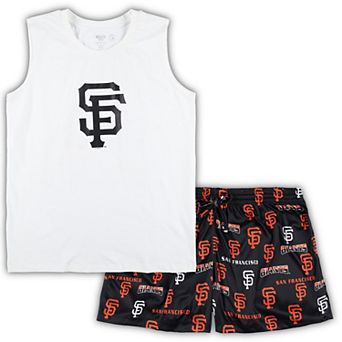 Women's Concepts Sport White/Black San Francisco Giants Plus Size Tank Top & Shorts Sleep Set