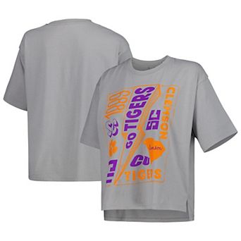 Women's Pressbox Silver Clemson Tigers Rock & Roll School of Rock T-Shirt