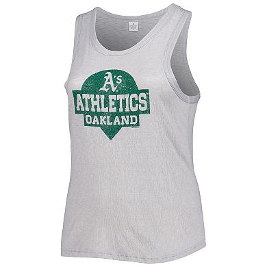 Women's Soft as a Grape Gray Oakland Athletics Plus Size High Neck Tri-Blend Tank Top
