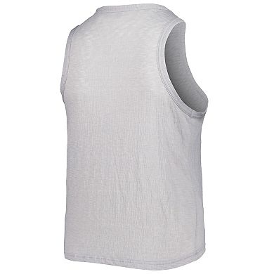 Women's Soft as a Grape Gray Oakland Athletics Plus Size High Neck Tri-Blend Tank Top