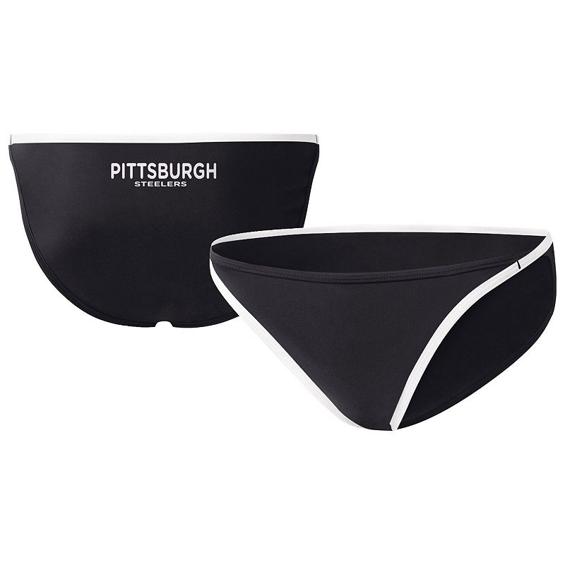 Women's G-III 4Her by Carl Banks Black Pittsburgh Steelers Play Action Bikini Bottom, Size: 2XL