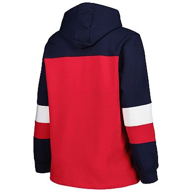 Women's Red Los Angeles Angels Plus Size Colorblock Pullover Hoodie