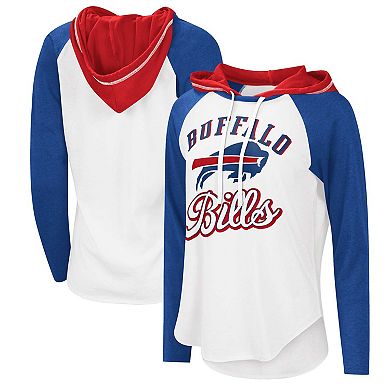 Women's G-III 4Her by Carl Banks White Buffalo Bills MVP Raglan Hoodie Long Sleeve T-Shirt