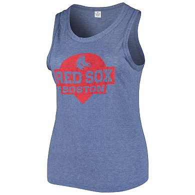 Women's Soft as a Grape Navy Boston Red Sox Plus Size High Neck Tri-Blend Tank Top