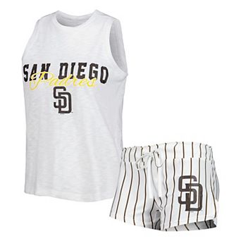 Women's Concepts Sport White San Diego Padres Reel Pinstripe Tank Top & Shorts Sleep Set