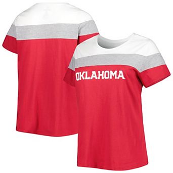 Women's Crimson Oklahoma Sooners Plus Size Split Body T-Shirt