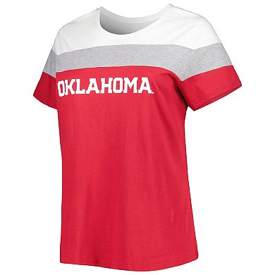 Women's Crimson Oklahoma Sooners Plus Size Split Body T-Shirt