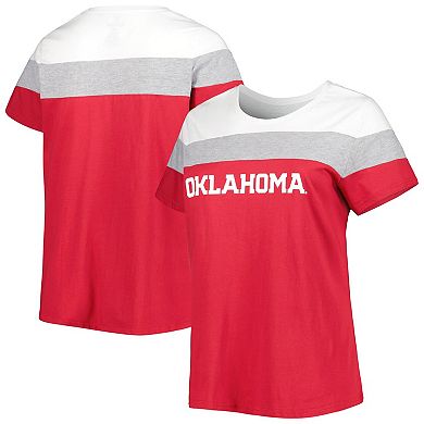 Women's Crimson Oklahoma Sooners Plus Size Split Body T-Shirt