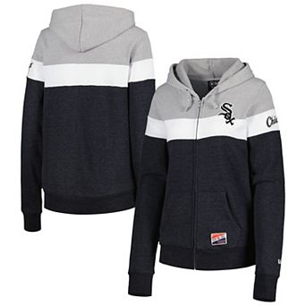 Women's New Era Heather Black Chicago White Sox Colorblock Full-Zip Hoodie Jacket