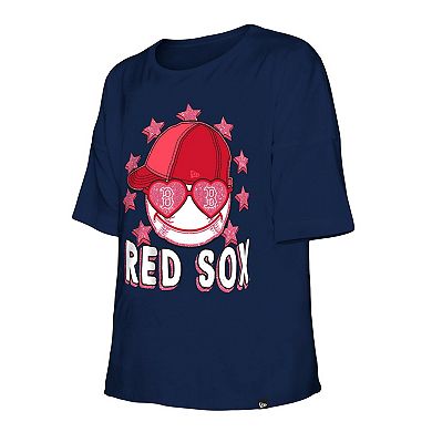 Girls Youth New Era Navy Boston Red Sox Team Half Sleeve T-Shirt