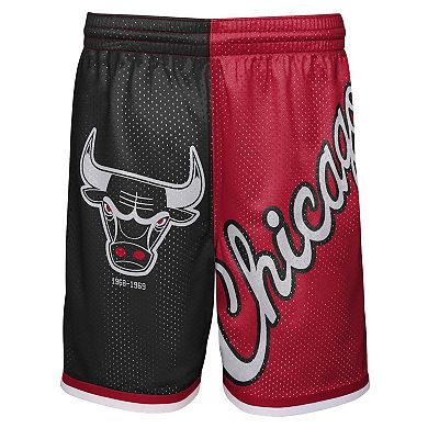 Youth Mitchell & Ness Black/Red Chicago Bulls Hardwood Classics Big Face 5.0 Shorts