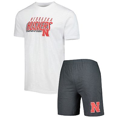Men's Concepts Sport Charcoal/White Nebraska Huskers Downfield Top & Shorts Set