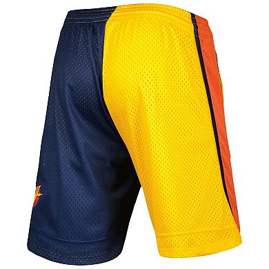 Men's Mitchell & Ness Navy/Gold Golden State Warriors Hardwood Classics 2009 Split Swingman Shorts