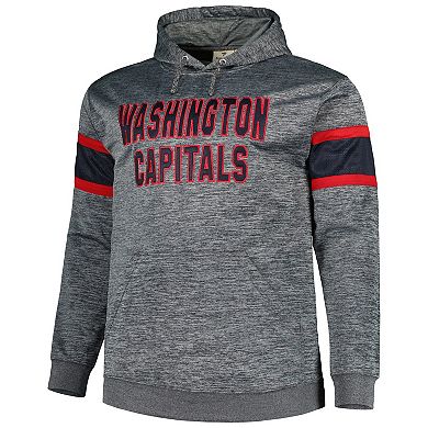Men's Heather Charcoal Washington Capitals Big & Tall Stripe Pullover Hoodie