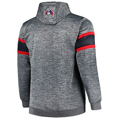 Men's Heather Charcoal Washington Capitals Big & Tall Stripe Pullover Hoodie