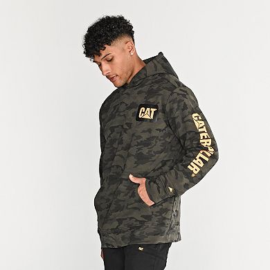 Men's Caterpillar Fleece Caterpillar Sleeve Logo Pullover Hoodie