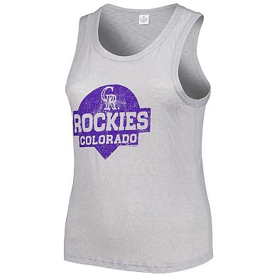 Women's Soft as a Grape Gray Colorado Rockies Plus Size High Neck Tri-Blend Tank Top