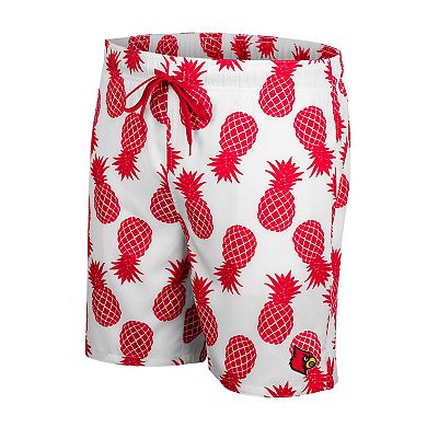 Men's Colosseum White Louisville Cardinals Pineapples Swim Shorts