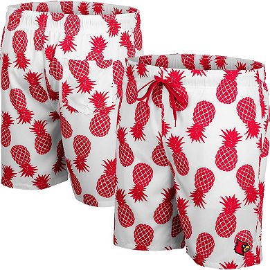 Men's Colosseum White Louisville Cardinals Pineapples Swim Shorts