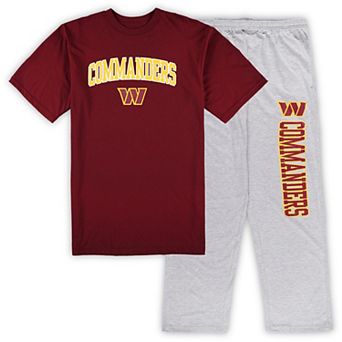 Men's Concepts Sport Burgundy/Heather Gray Washington Commanders Big & Tall T-Shirt & Pajama Pants Sleep Set