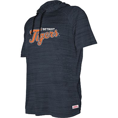Youth Stitches Heather Navy Detroit Tigers Raglan Short Sleeve Pullover Hoodie