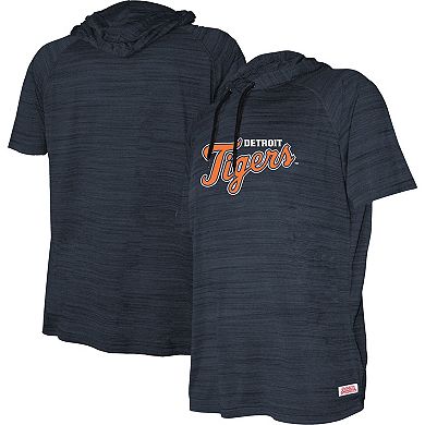 Youth Stitches Heather Navy Detroit Tigers Raglan Short Sleeve Pullover Hoodie