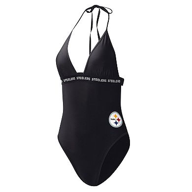 Women's G-III 4Her by Carl Banks Black Pittsburgh Steelers Full Count One-Piece Swimsuit