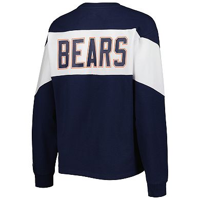 Women's Starter Navy Chicago Bears Insight Crop Tri-Blend Long Sleeve T-Shirt