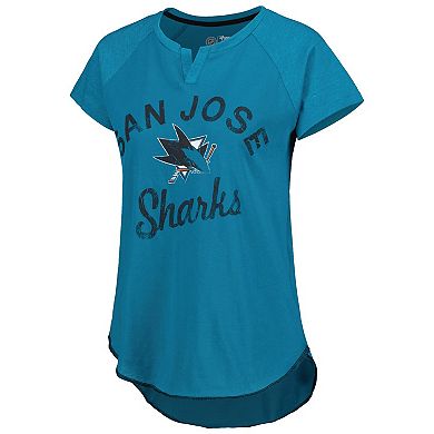 Women's Starter Teal San Jose Sharks Grand Slam Raglan Notch Neck T-Shirt