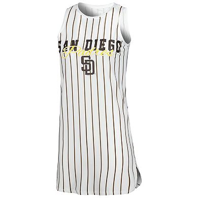 Women's Concepts Sport White San Diego Padres Reel Pinstripe Knit Sleeveless Nightshirt